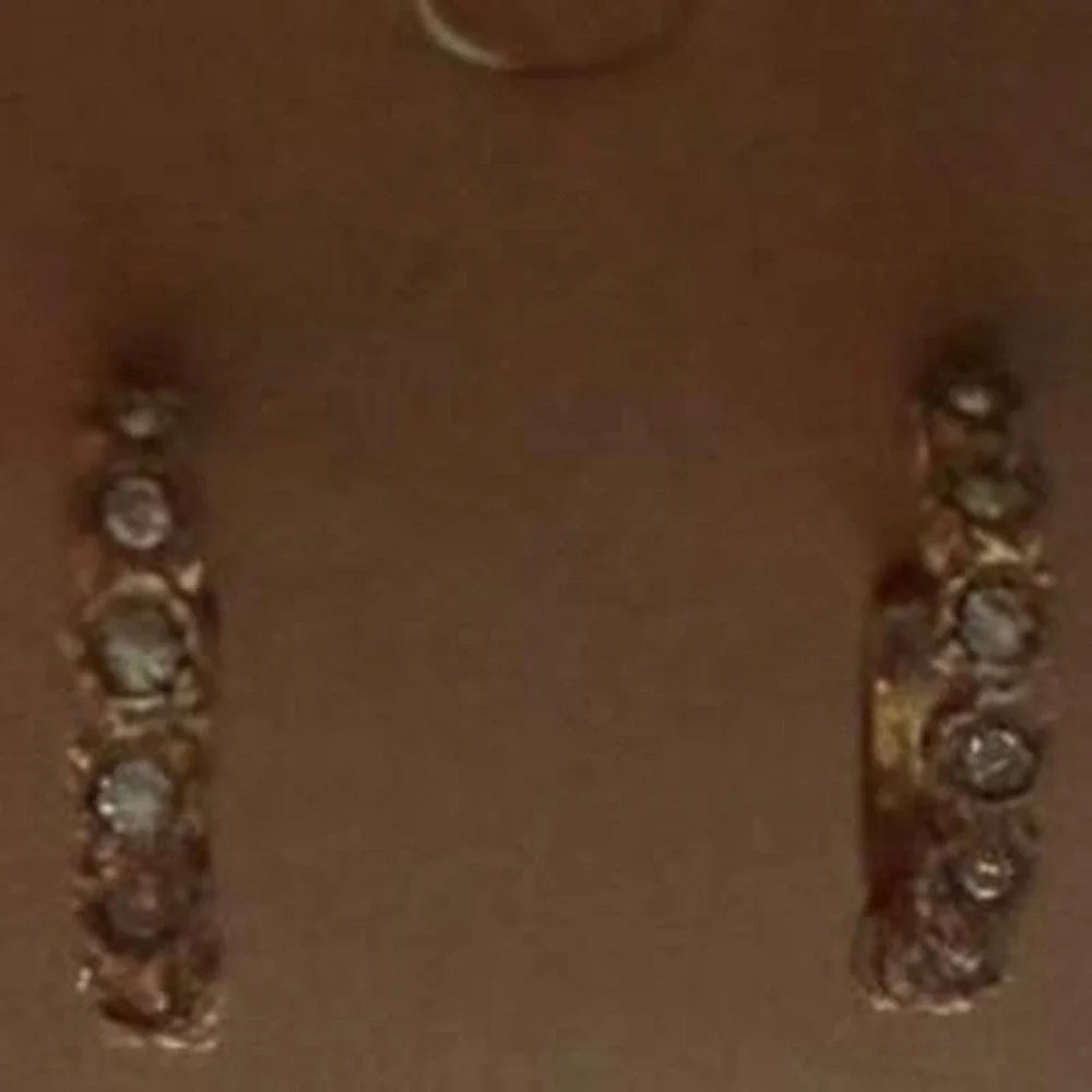 Gold Tone Rhinestone Huggie Hoop Earrings‎